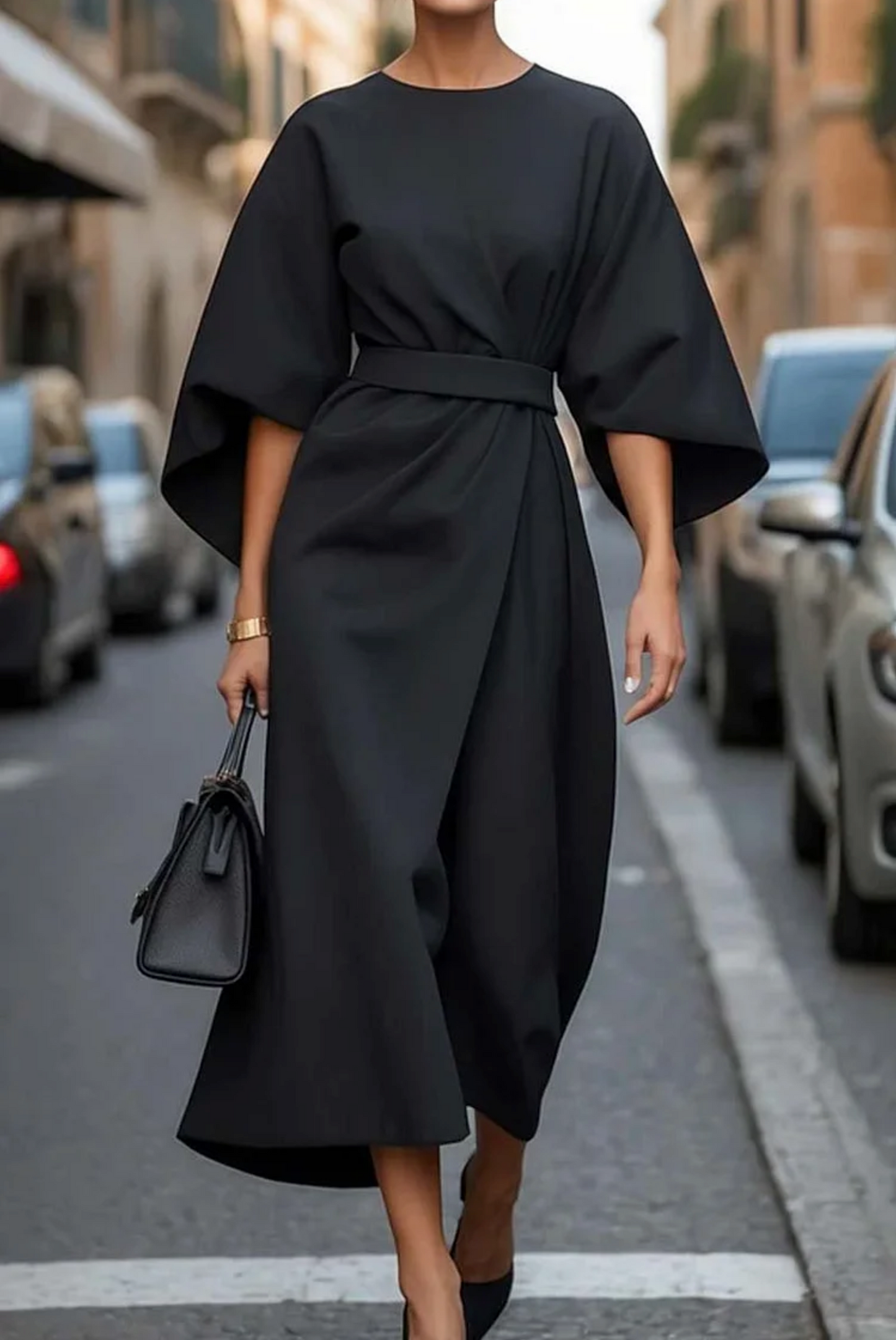 Chic Lantern Sleeve Dress with Belt for Any Occasion