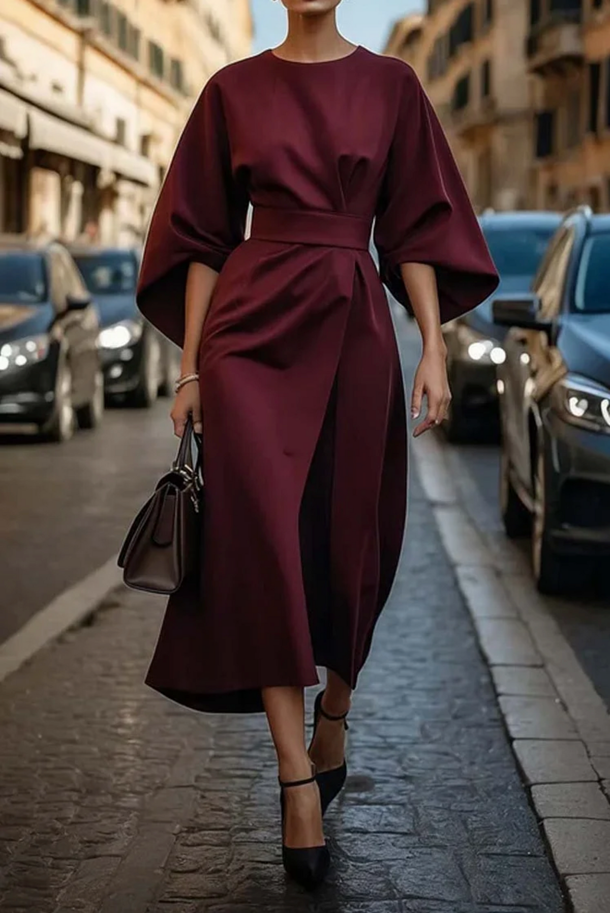 Aria™ | Women’s Winter Lantern Sleeve Midi Dress