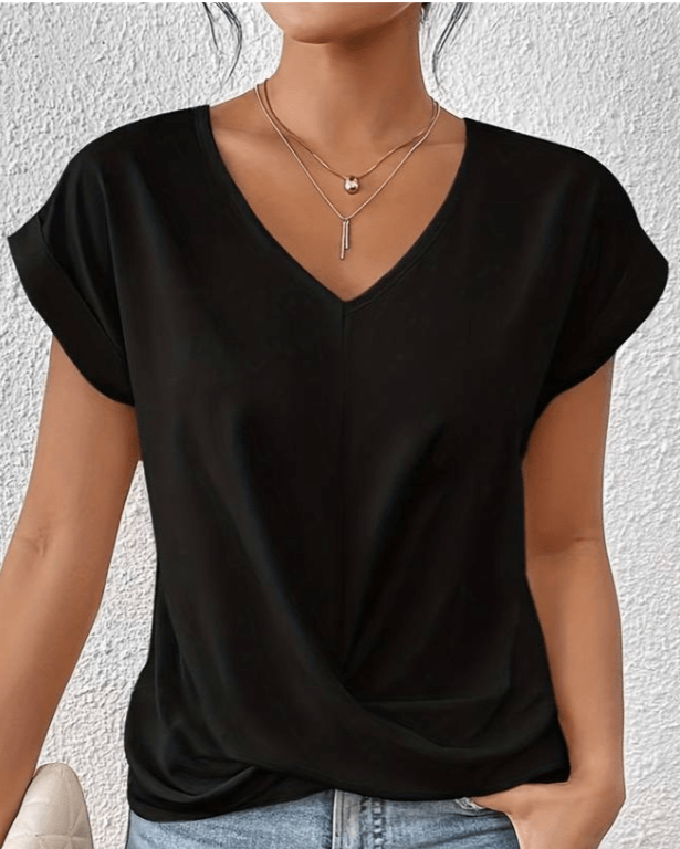 Jade™ | Women's V-Neck Twist Front Short Sleeve Top