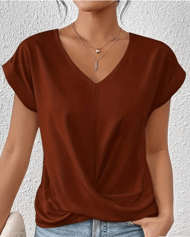 Jade™ | Women's V-Neck Twist Front Short Sleeve Top