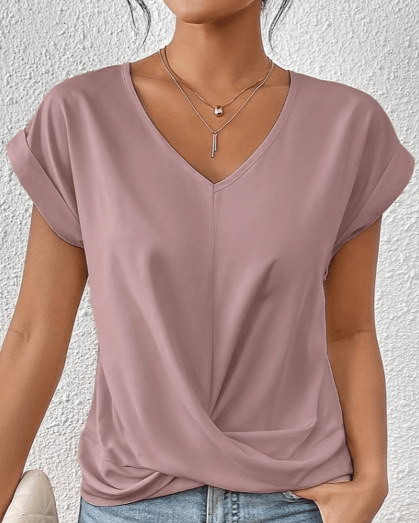 Jade™ | Women's V-Neck Twist Front Short Sleeve Top