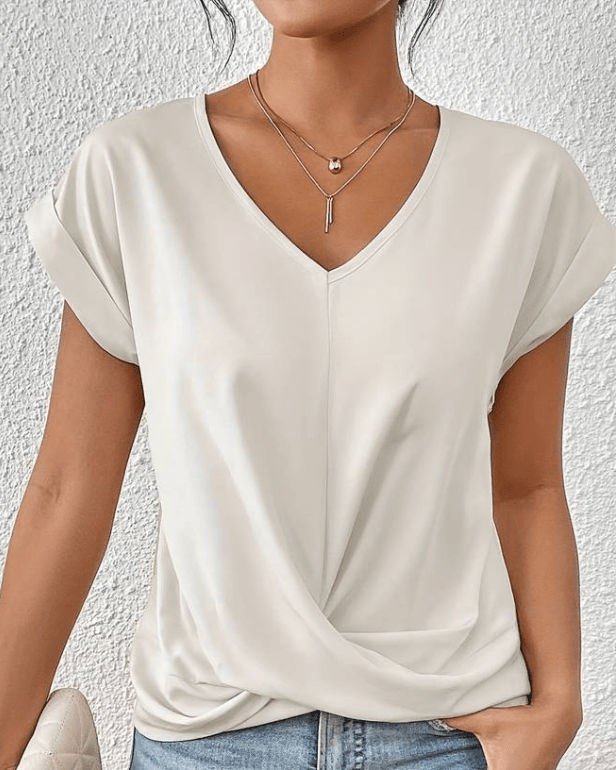 Jade™ | Women's V-Neck Twist Front Short Sleeve Top