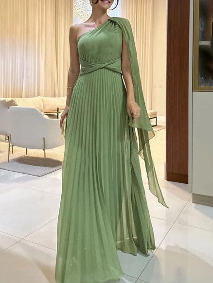 Wedding Guest Dress™ | Off-Shoulder Pleated Maxi