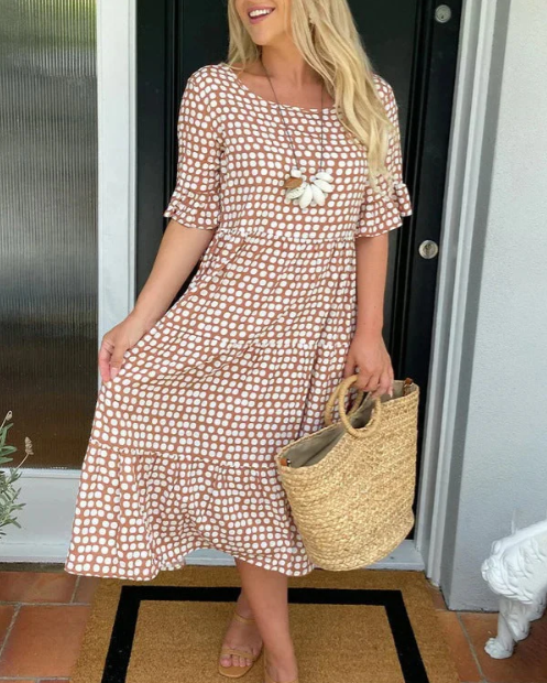 Stella™ | Zora Sable Short-Sleeve Midi Dress for Every Occasion