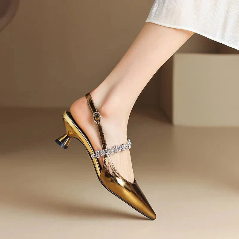Seraphina™ | Women's Crystal Strap Slingback Heels Pointed Toe Pumps