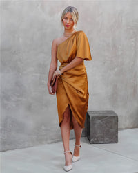 Isabella™ | Women’s One Shoulder Wrap Midi Dress