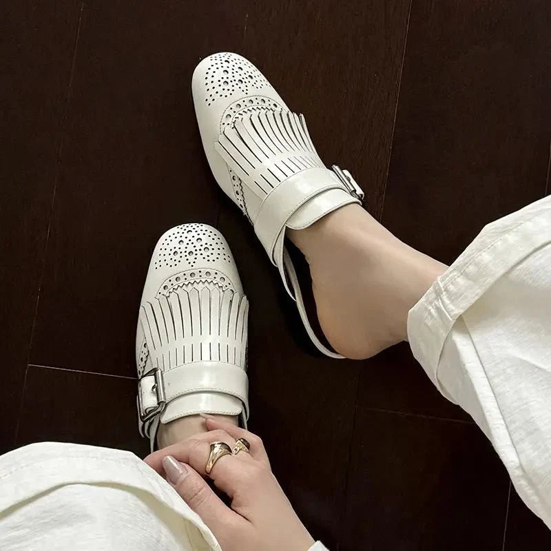 Prudence™ | Fringe Brogue Mule Loafers