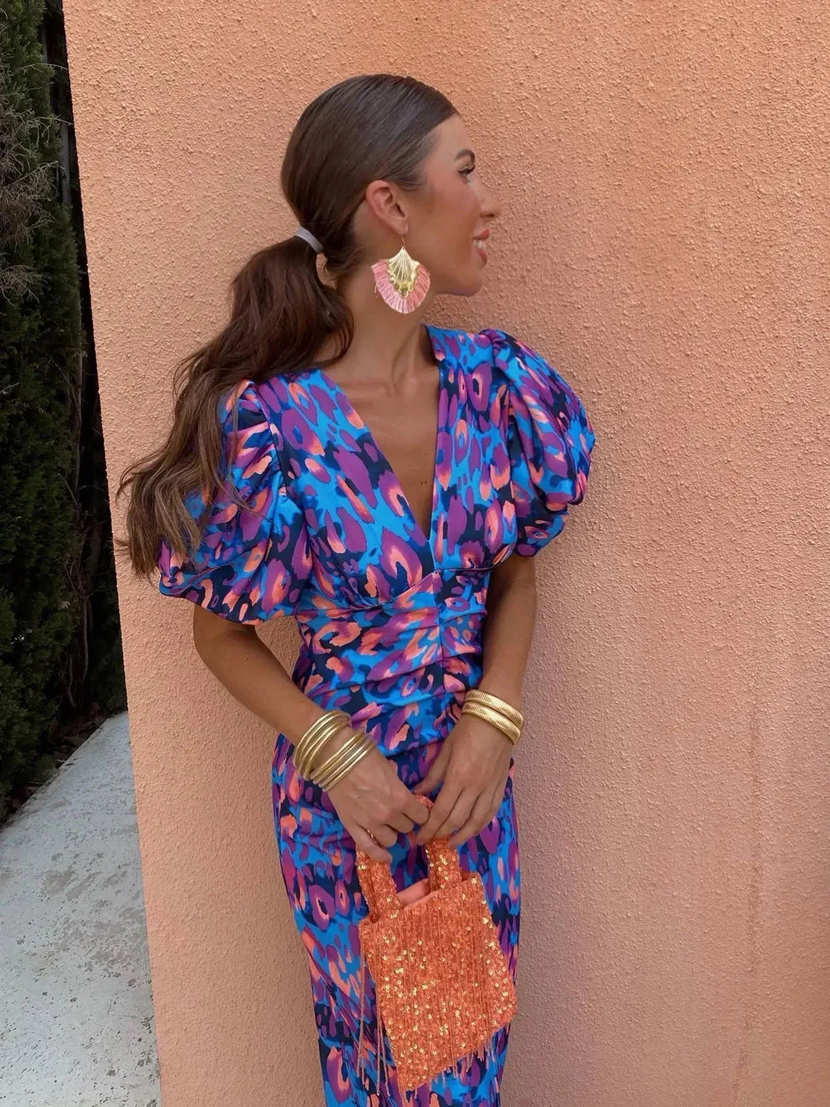 Hélène™ | Wedding Guest Dress with Puff Sleeves