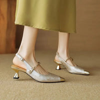 Fleur™ | Women's Pearl Strap Slingback Kitten Heels Pointed Toe Pumps