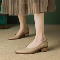 Cora™ | Women's Pointed Toe Block Heel Pumps Slip On Mid Heel Shoes