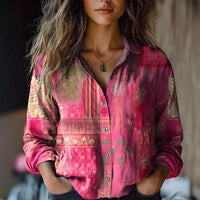 Autumn™ | Women's Vintage Floral Print Long Sleeve Button-Down Shirt