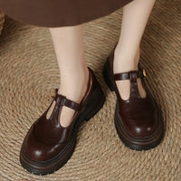 Blythe™ | Women's T-Bar Mary Jane Shoes Round Toe Brogue Low Heel