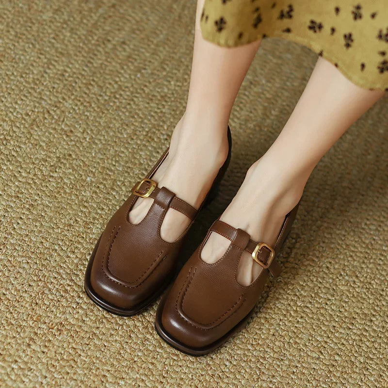 Wren™ | Women's T-Strap Mary Jane Shoes Square Toe Low Block Heel