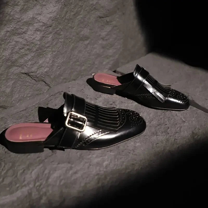 Prudence™ | Fringe Brogue Mule Loafers