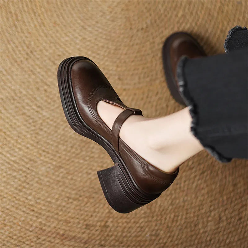 Rowena™ | Women's Chunky Block Heel Mary Jane Pumps Round Toe Strap