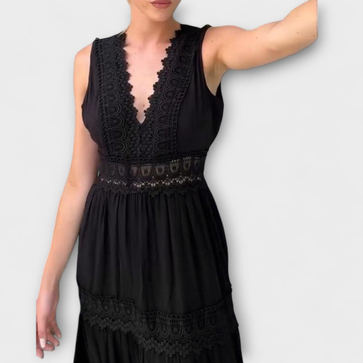 Style200™ | Aurélie - Chic V-Neck Lace Evening Dress