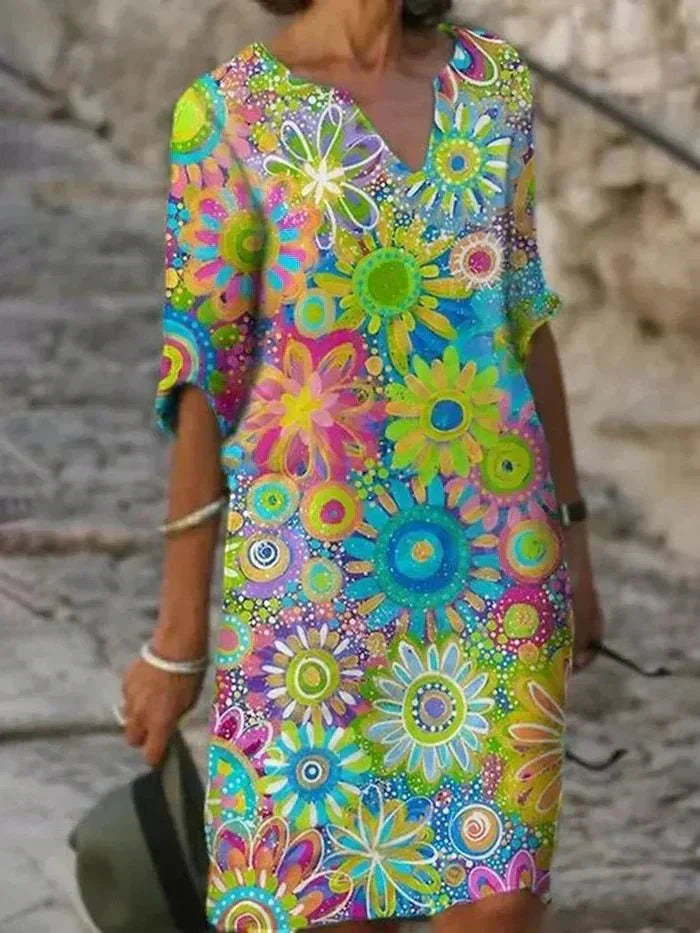 Aurora™ | Vibrant Floral Midi Dress for Every Occasion