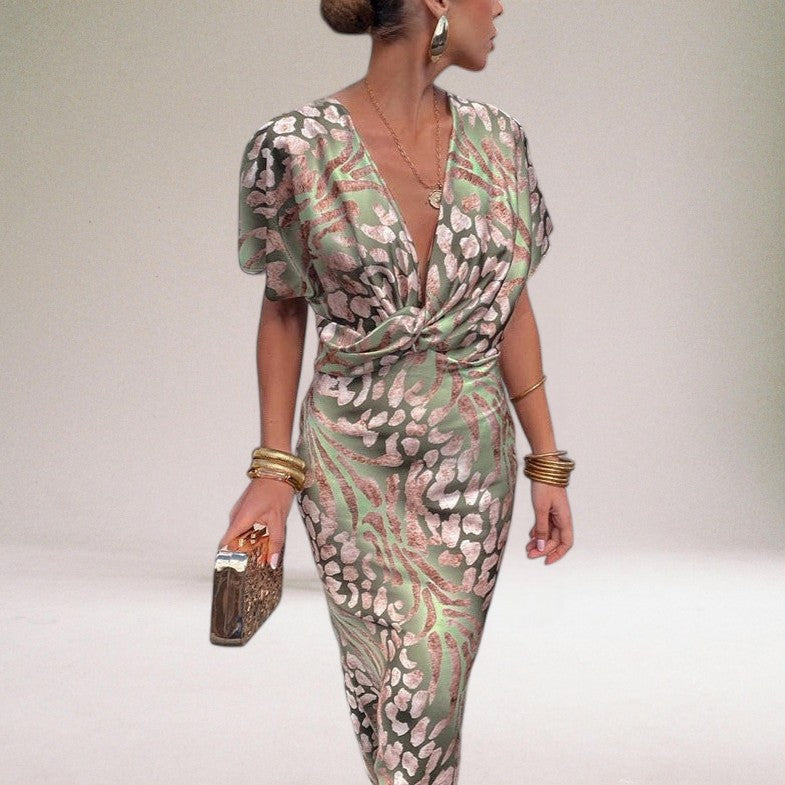 Violet™ | Twisted V-Neck Maxi Dress for Special Events