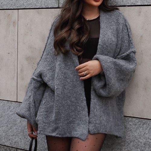 Hayden | Knit Cardigan with Balloon Sleeve Detail