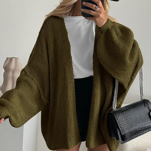 Hayden | Knit Cardigan with Balloon Sleeve Detail