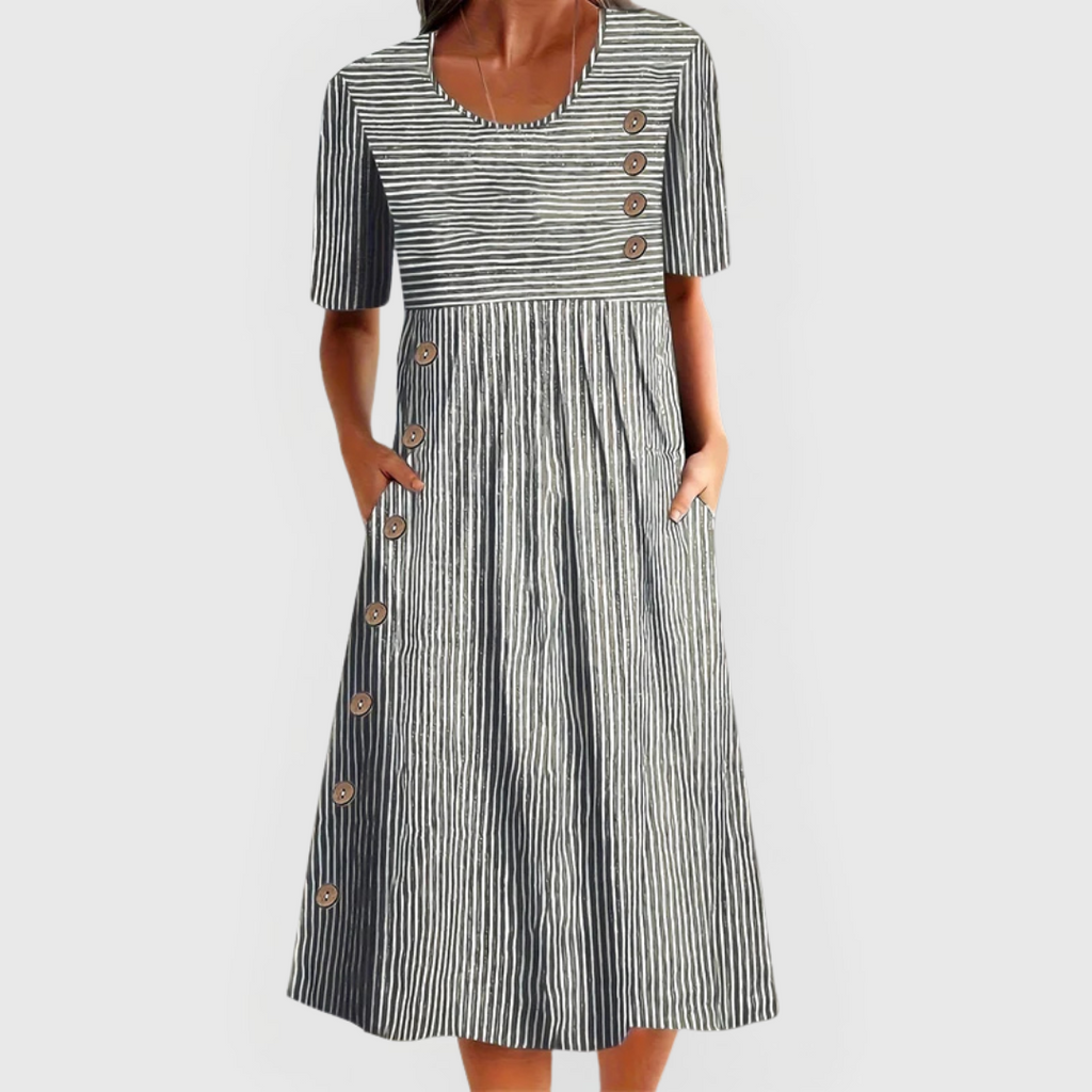 Style200™ | Chic Striped Midi Dress for Any Occasion
