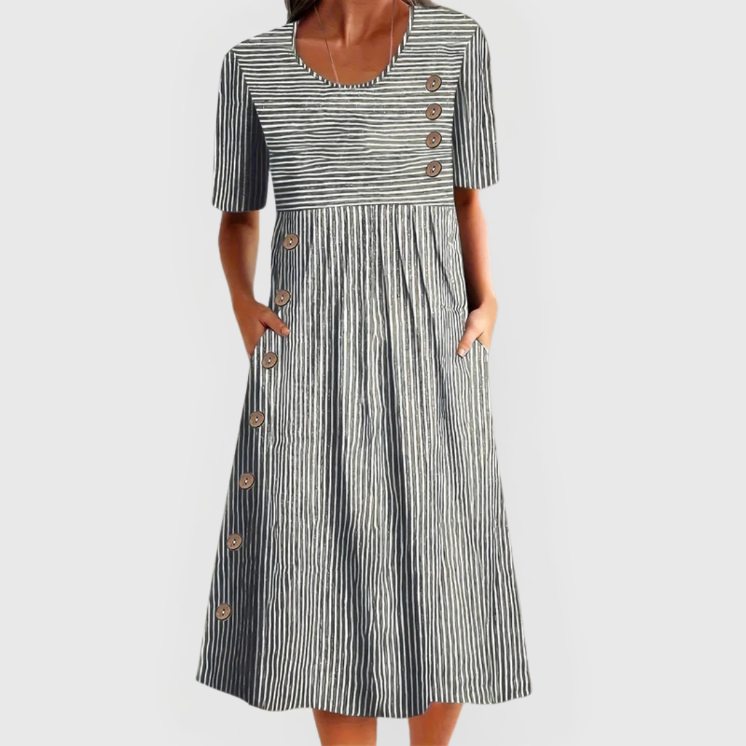 Style200™ | Chic Striped Midi Dress for Any Occasion
