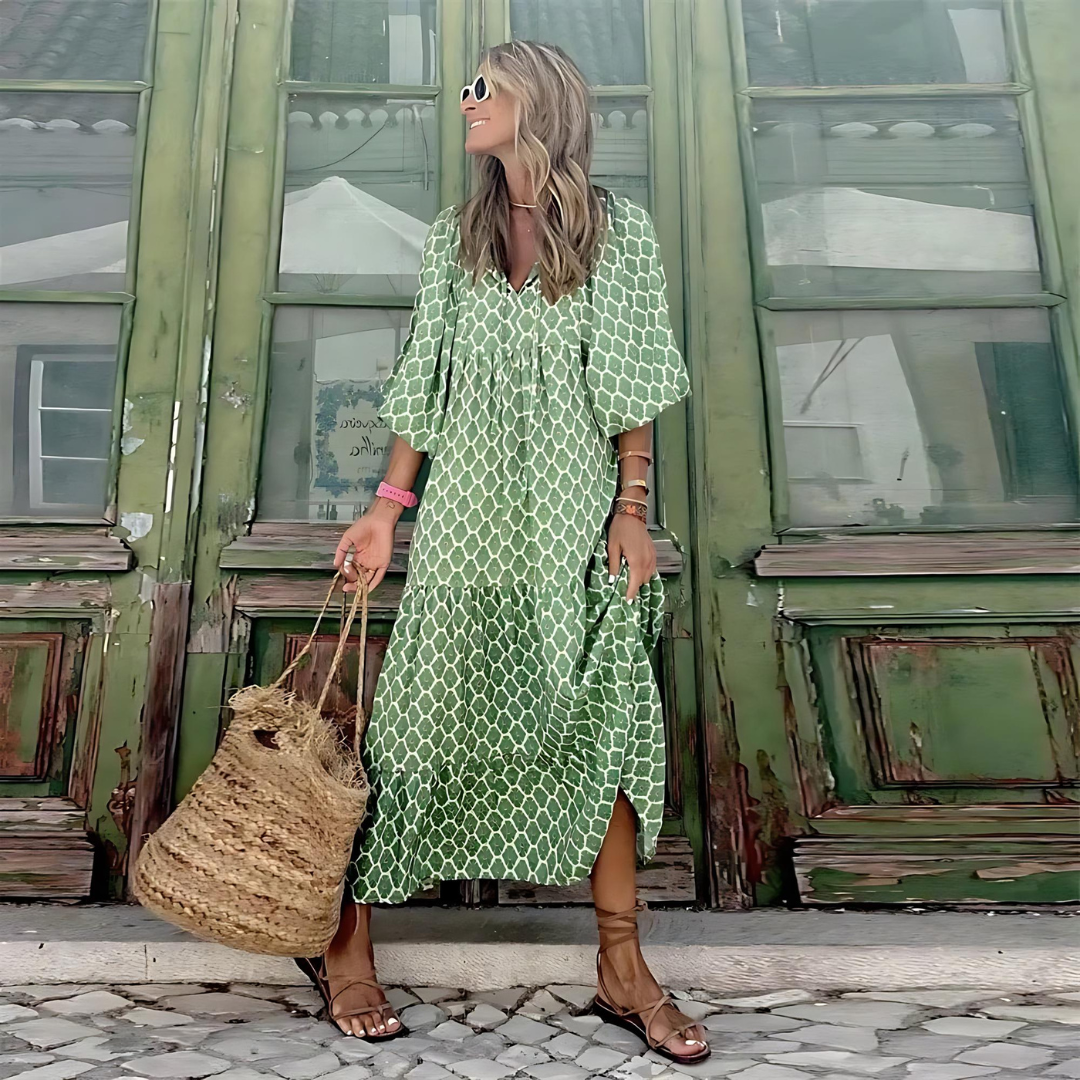 Camille | V-Neck Polka Dot Maxi Dress