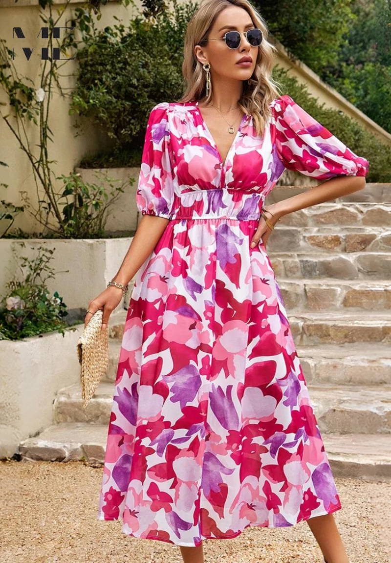 Odalys | V-Neck Floral Maxi Dress
