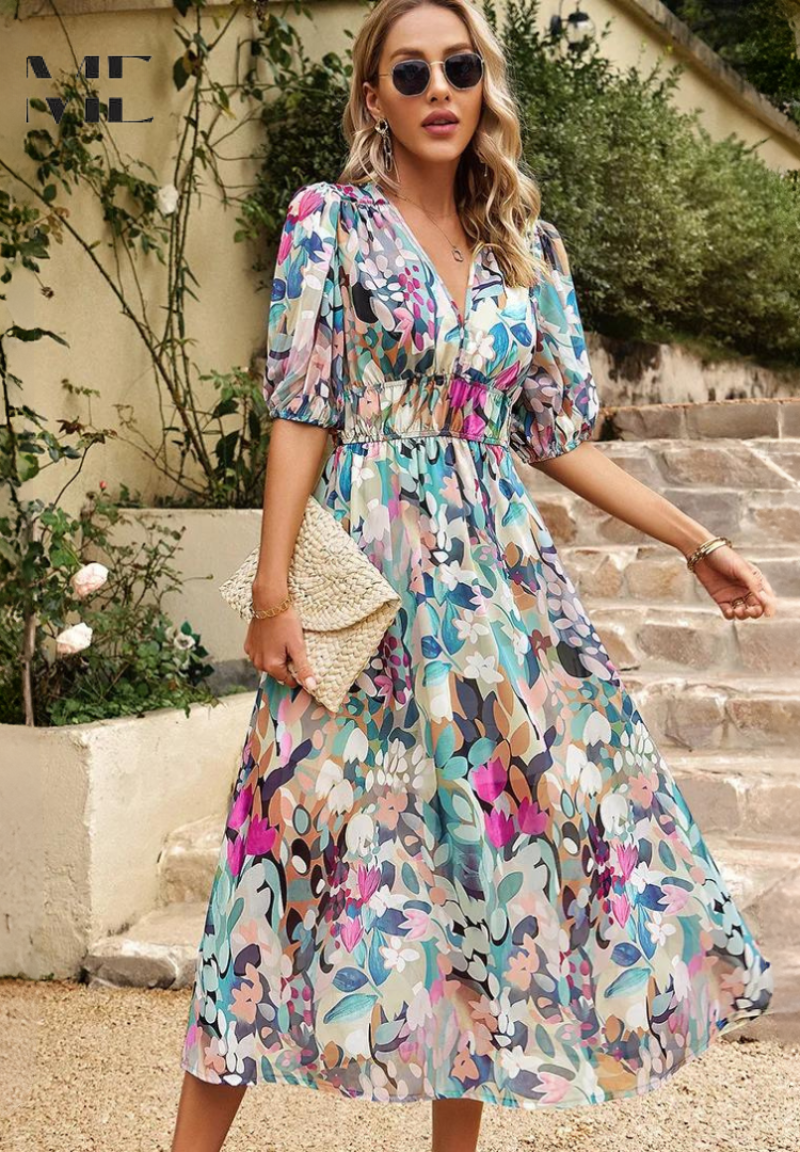 Odalys | V-Neck Floral Maxi Dress