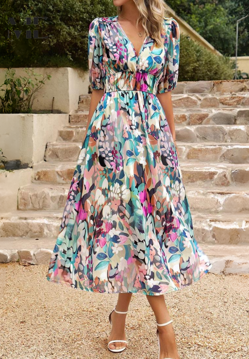 Odalys | V-Neck Floral Maxi Dress
