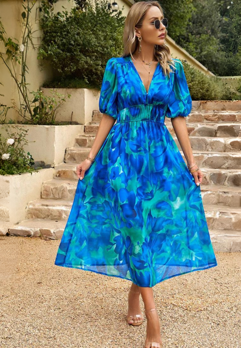 Odalys | V-Neck Floral Maxi Dress