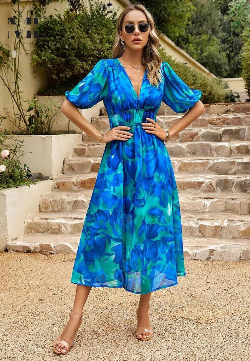 Odalys | V-Neck Floral Maxi Dress