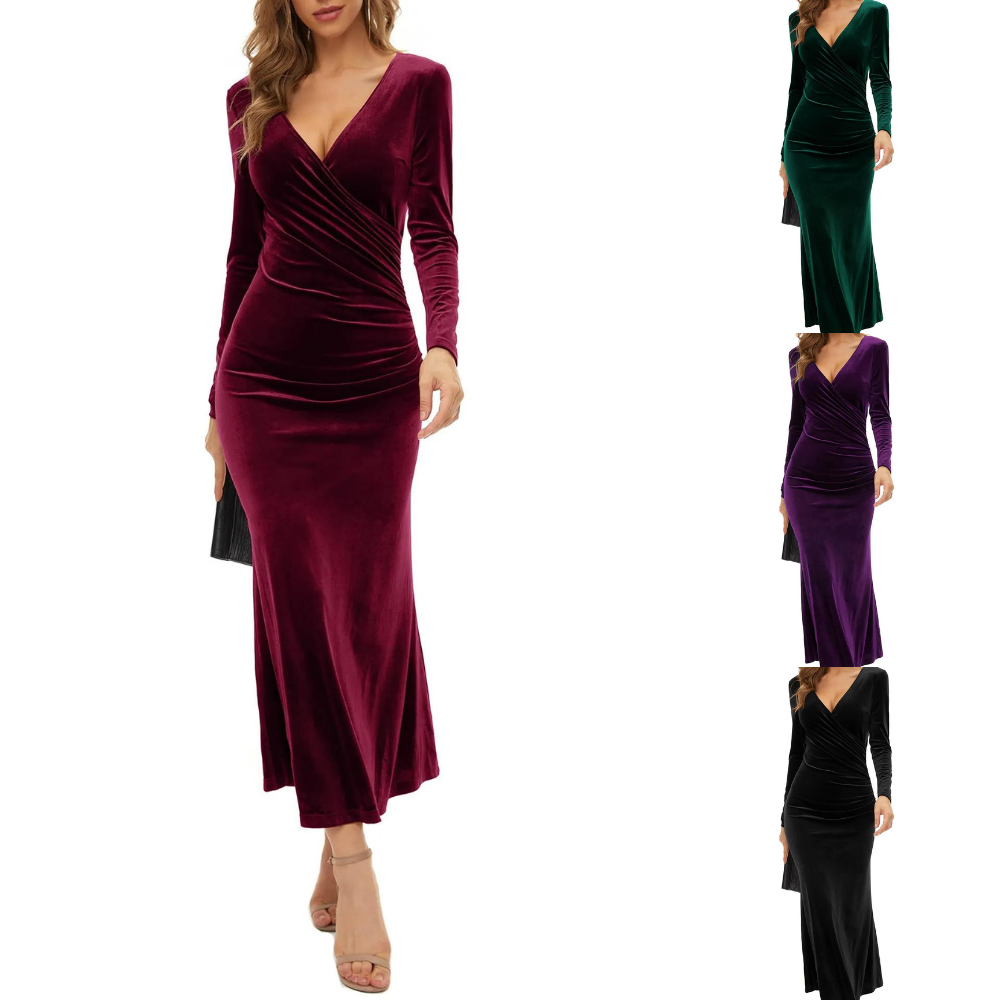 Wendeline™ | Abigail - Elegant Velvet Midi Dress