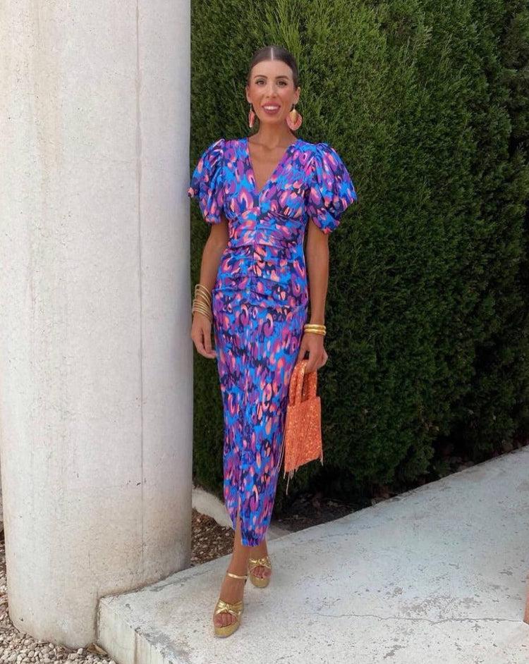 Hélène™ | Wedding Guest Dress with Puff Sleeves