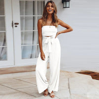 Sandy™ | Women's Strapless Tie Waist Wide Leg Jumpsuit