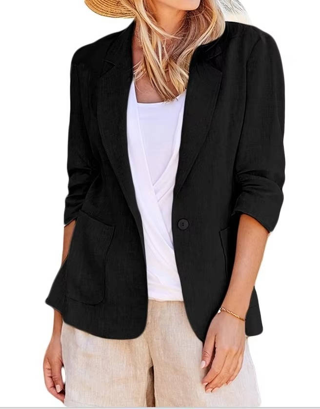 Piper | Business Casual Blazer with Ruched Sleeve Detail