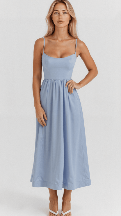Ascot Style A-Line Midi Dress for Special Occasions