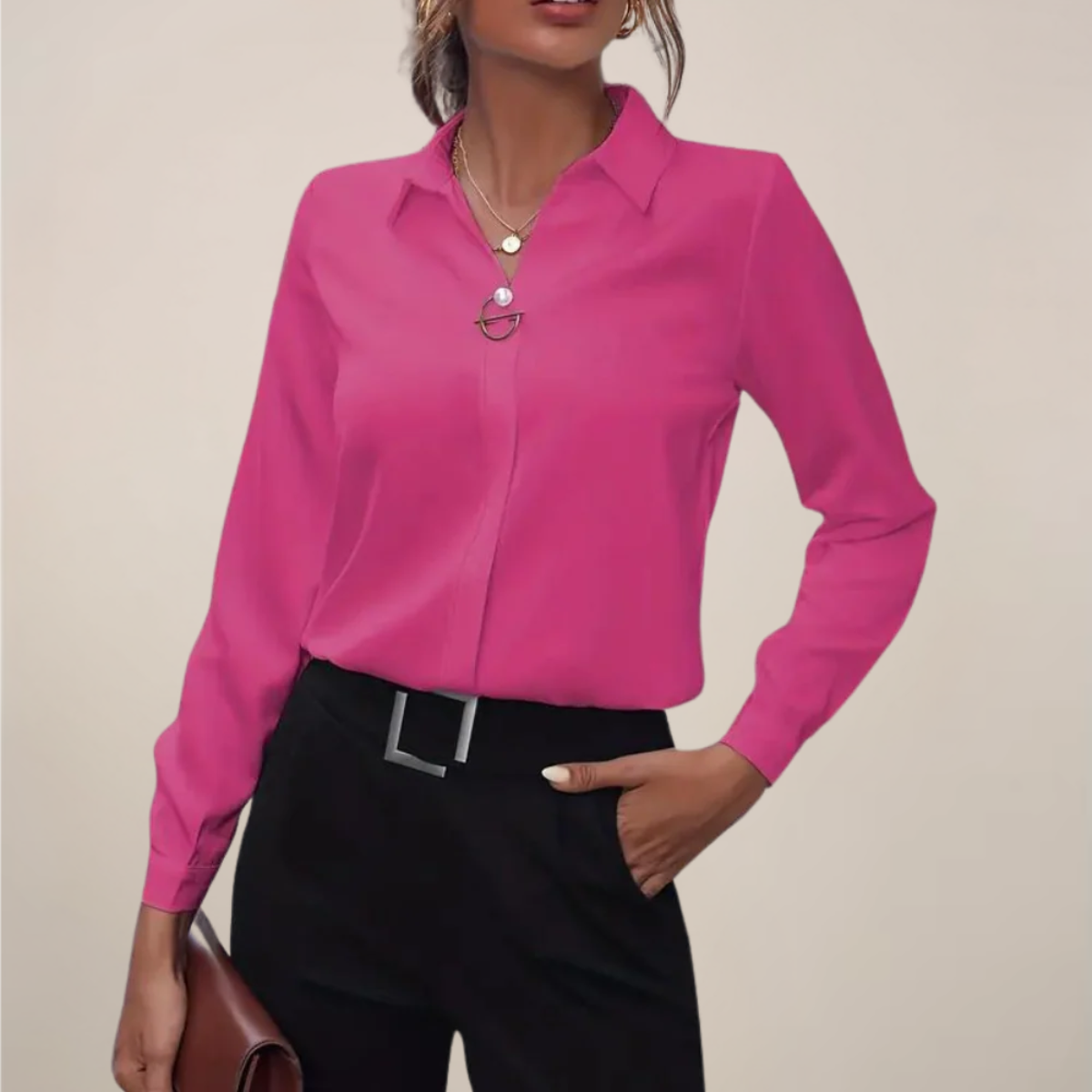 Style200™ | Chic Long Sleeve Collar Blouse for Any Occasion