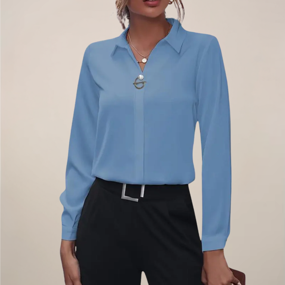 Style200™ | Chic Long Sleeve Collar Blouse for Any Occasion