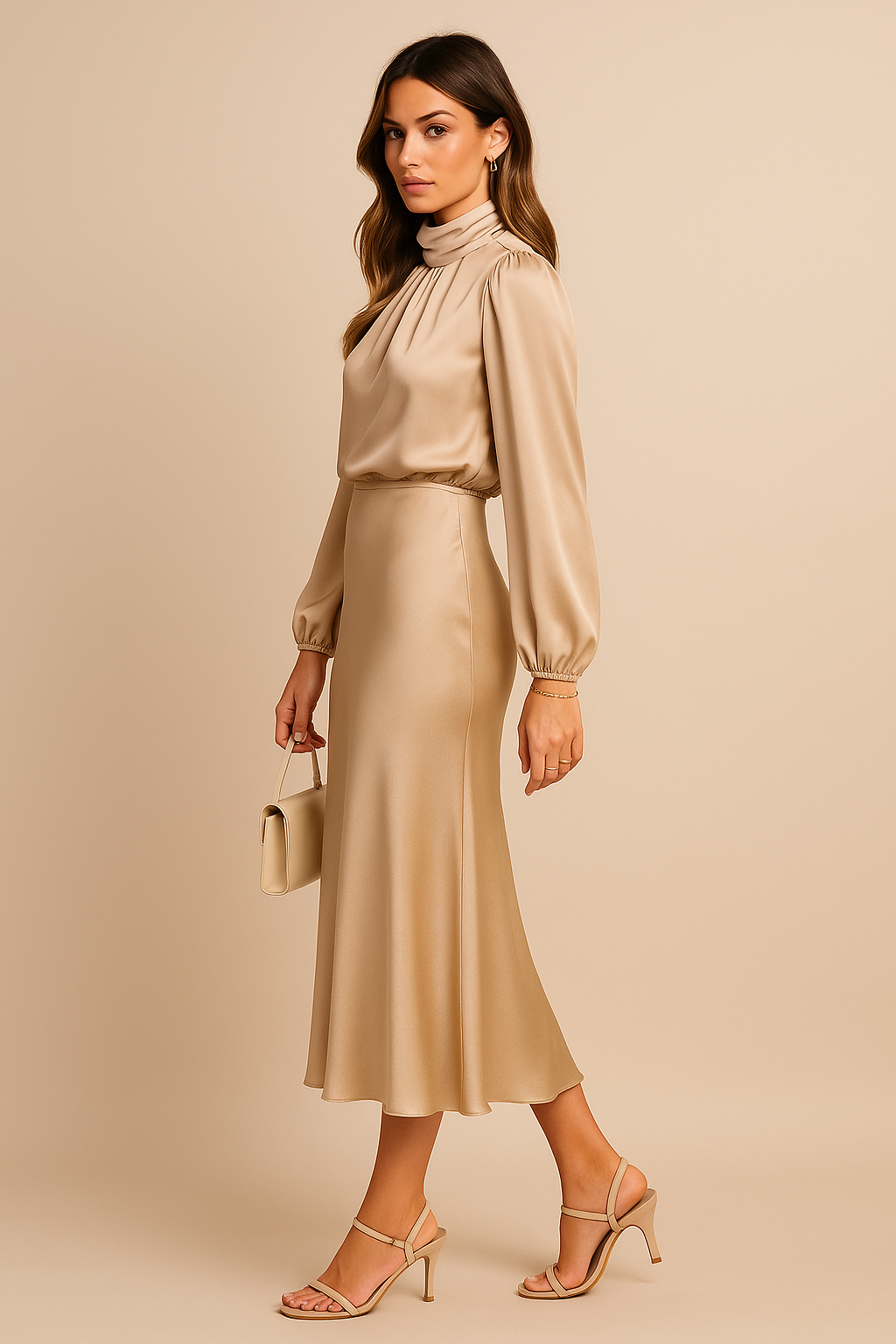 Rosie™ | Chic High Neck Midi Dress for Stylish Occasions