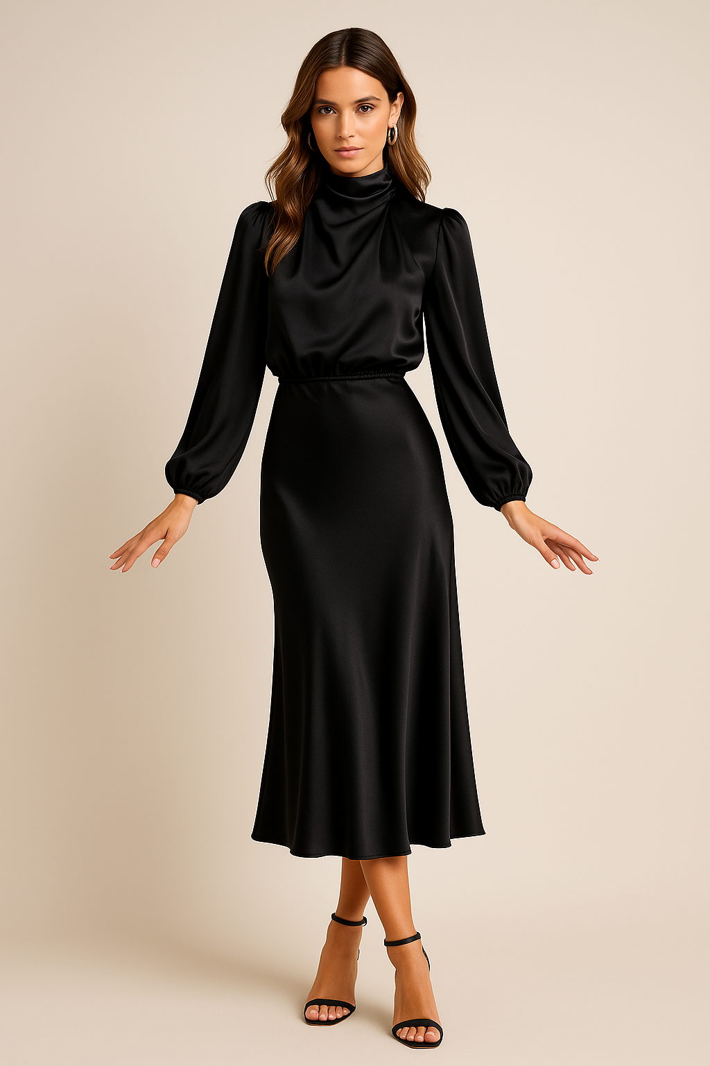 Rosie™ | Chic High Neck Midi Dress for Stylish Occasions