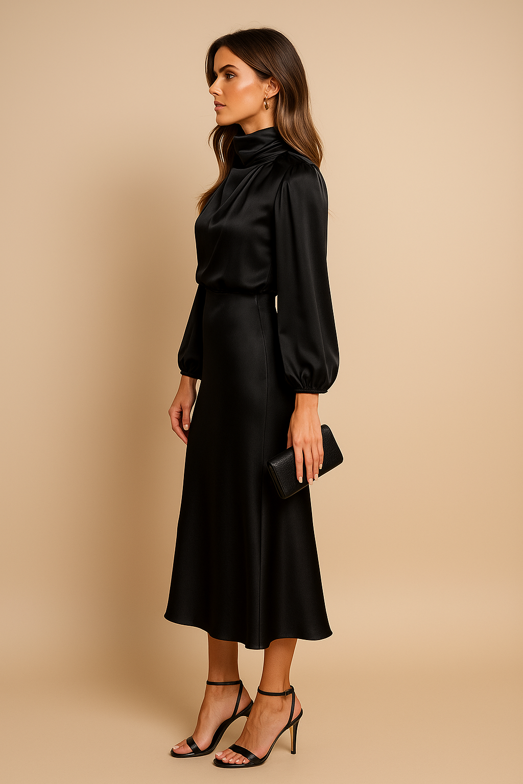 Rosie™ | Chic High Neck Midi Dress for Stylish Occasions