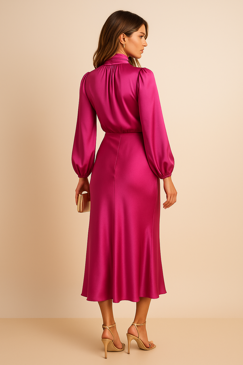 Rosie™ | Chic High Neck Midi Dress for Stylish Occasions