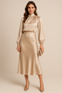 Rosie™ | Chic High Neck Midi Dress for Stylish Occasions