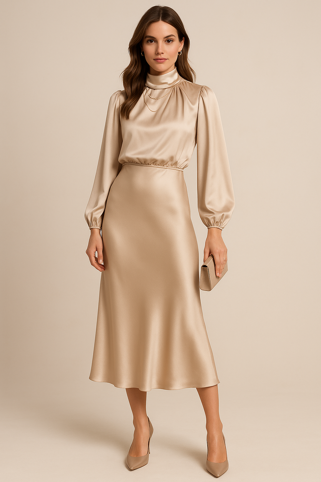 Rosie™ | Chic High Neck Midi Dress for Stylish Occasions