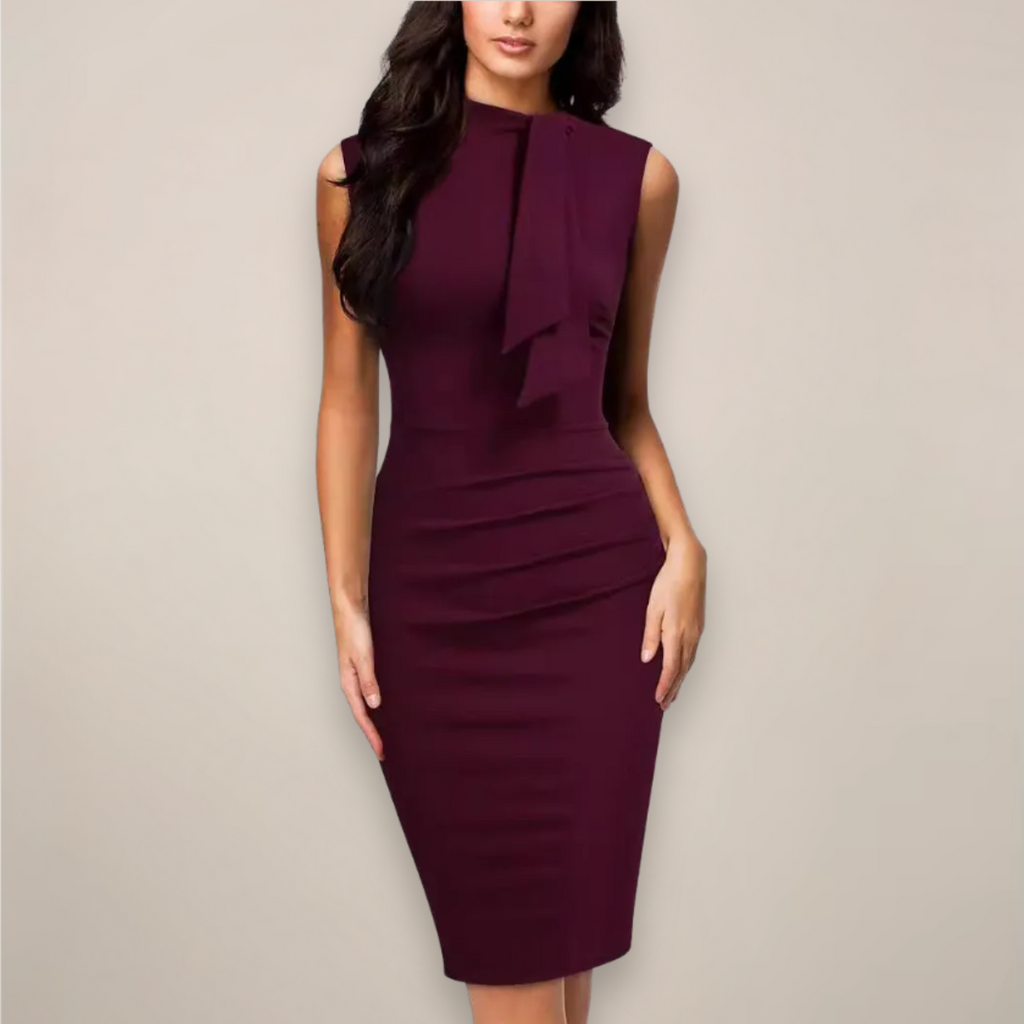 Lara™ | Women’s V-Neck Midi Dress - Chic Sheath Design for Work & Events
