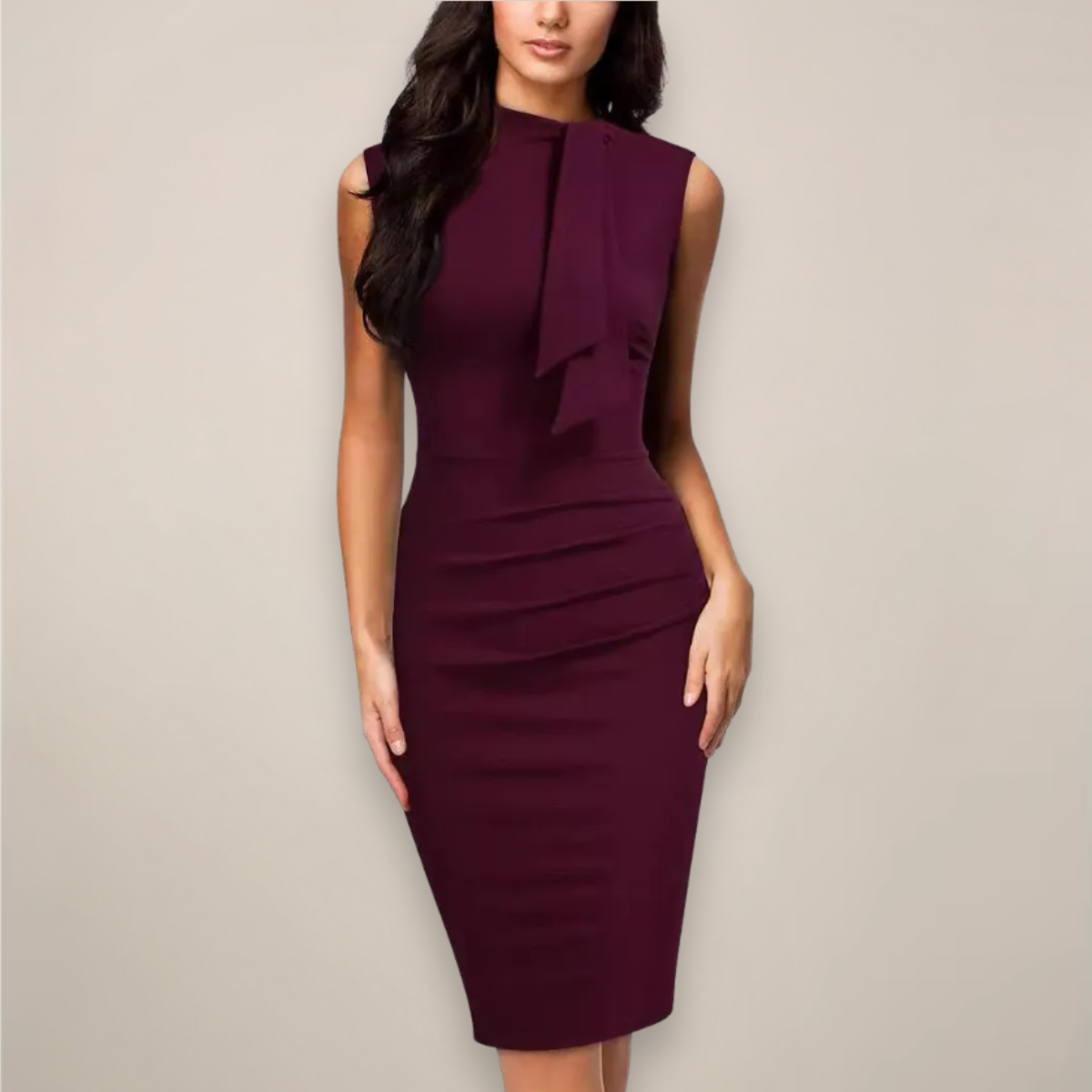 Lara™ | Women’s V-Neck Midi Dress - Chic Sheath Design for Work & Events