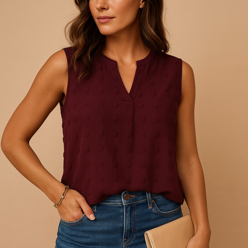 Style200™ | Women’s Sleeveless V-Neck Top – Stylish Fabric for Work or Play