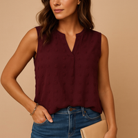 Style200™ | Women’s Sleeveless V-Neck Top – Stylish Fabric for Work or Play
