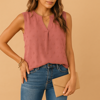 Style200™ | Women’s Sleeveless V-Neck Top – Stylish Fabric for Work or Play